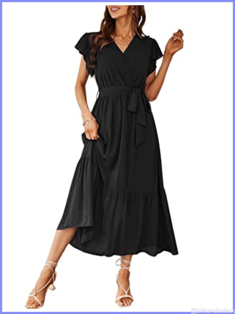 Women's Boho Floral Maxi Dress Tiered Ruffle Short Sleeve Lightweight